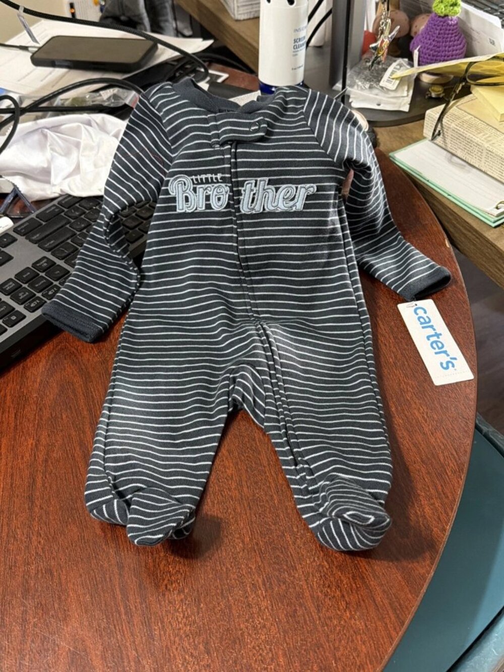 Carter's Boys' Striped Little Brother Sleep N' Play - Size Newborn - NWT